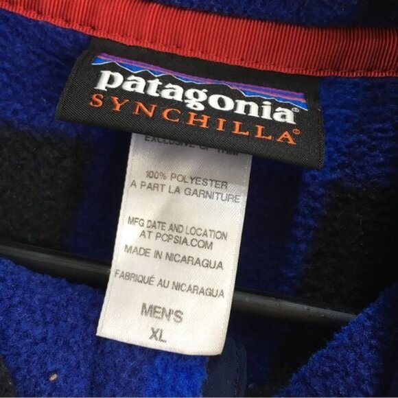 PATAGONIA SYNCHILLA SNAP-T PULLOVER IN BLUE BUFFALO PLAID - Picture 5 of 6